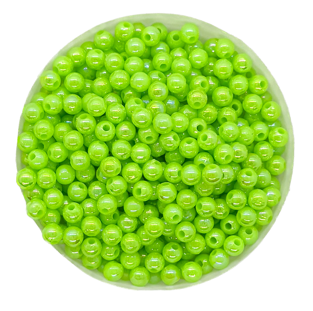 Perla plástica tornasol 4 mm #47 verde manzana opaco