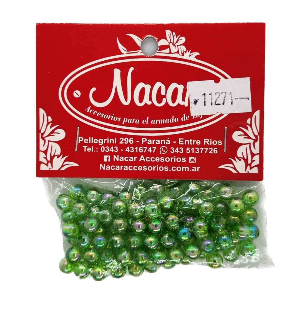 Perla plástica tornasol 6mm #3 verde manzana