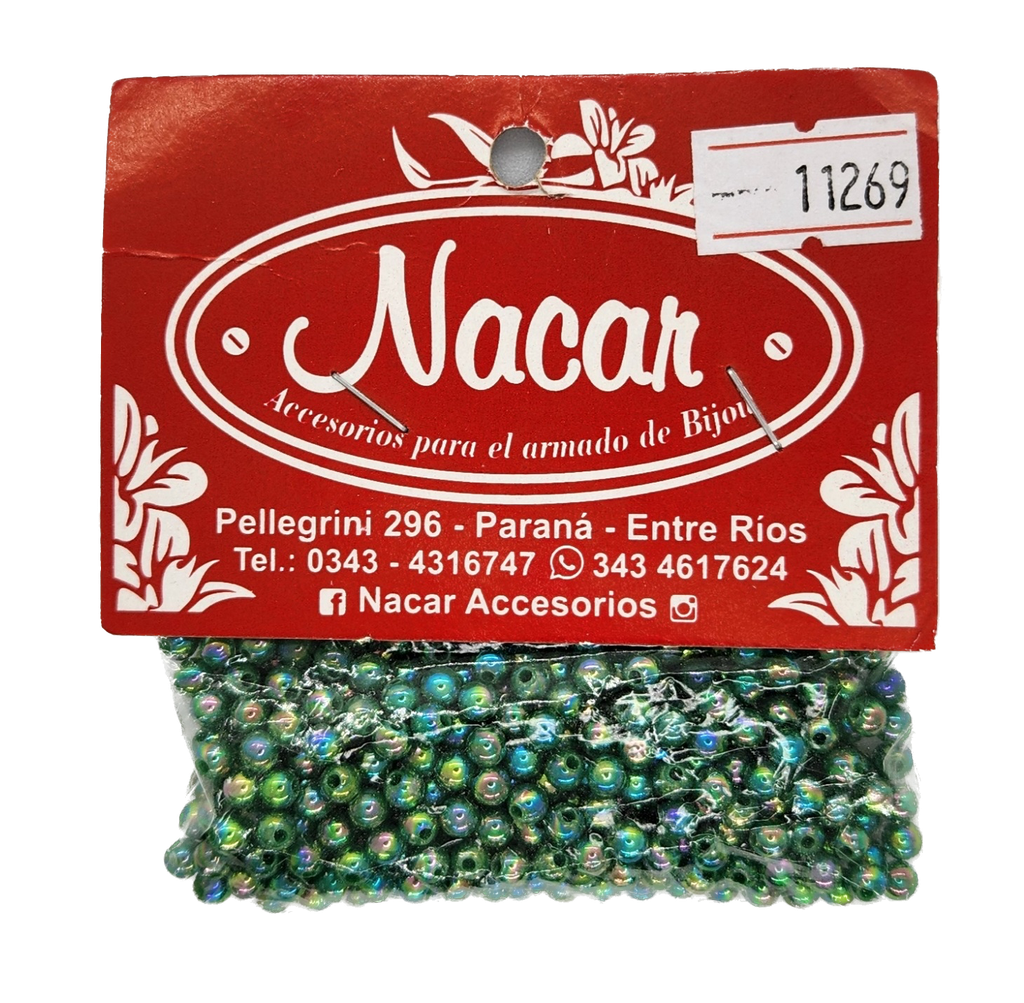 Perla plástica tornasol 4mm #54 verde oscuro opaco