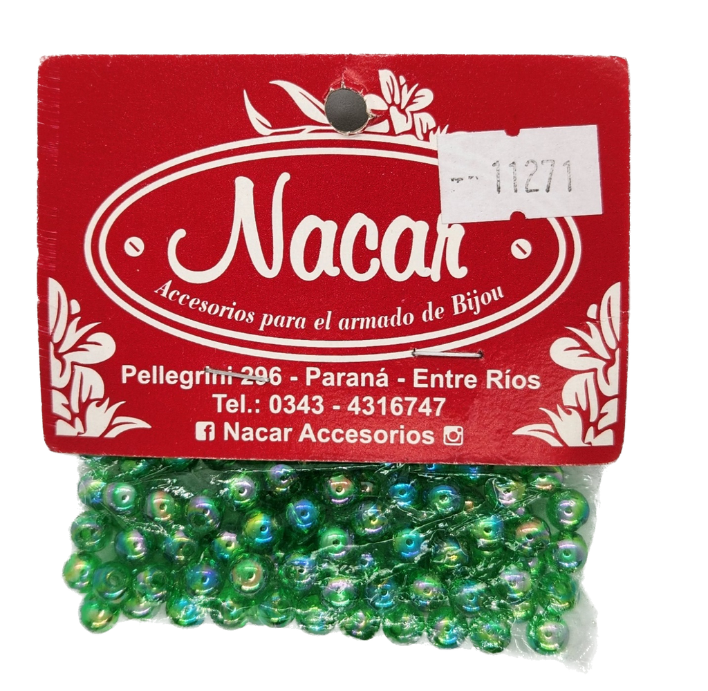 Perla plástica tornasol 6 mm #18 verde