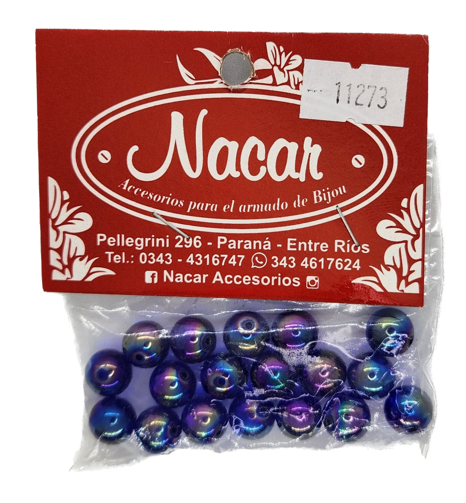 Perla plástica tornasol 8mm #14 violeta uva