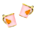 Dije metal gold taza corazón rosa x 1 un.