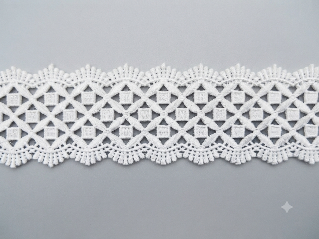 Galón broderie blanco 7cm x 1 mt