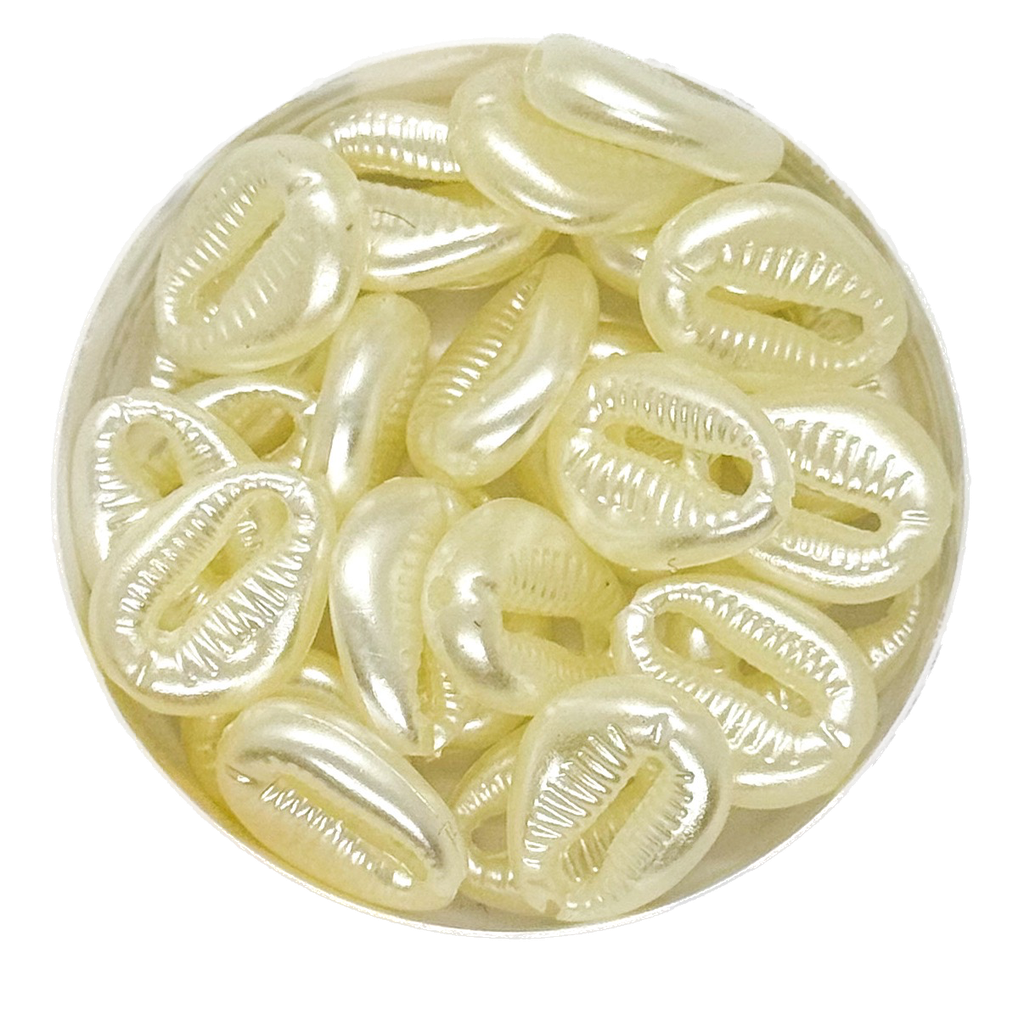 Perla de río plástica caracoles/buzios x 10gr.