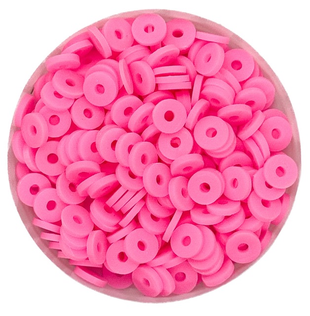Argollita fimo 6mm a granel rosa barbie x 10 grs.