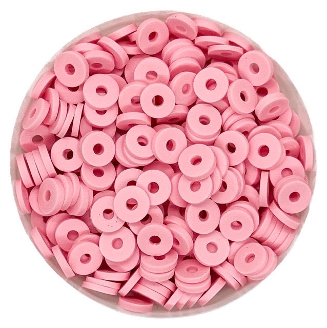 Argollita fimo 6mm a granel rosa x 10 grs.