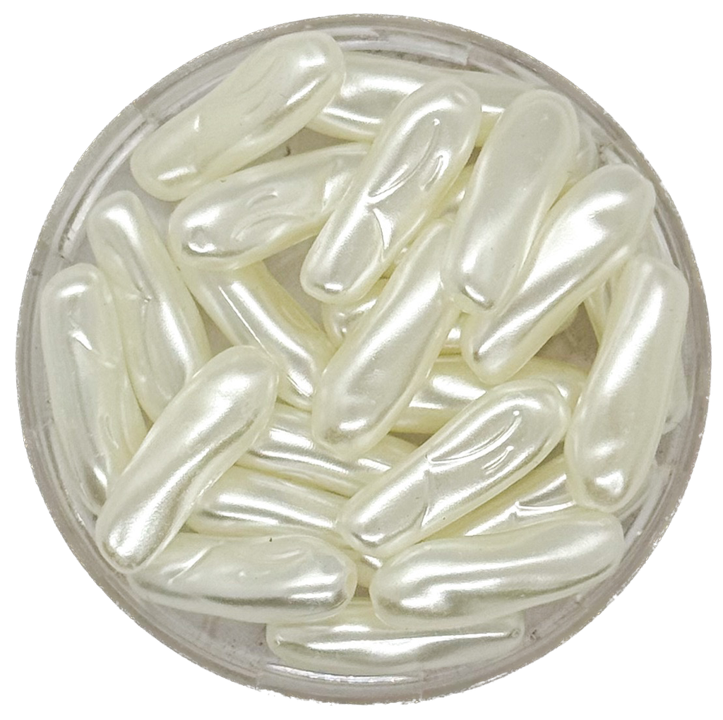Perla de río plástica tubo irregular 18x6mm x 10gr.