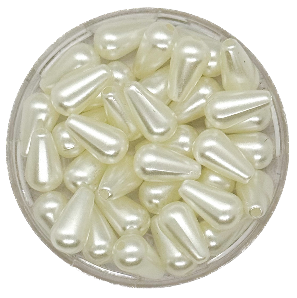 Perla de río plástica gota 12x7mm x 10gr.