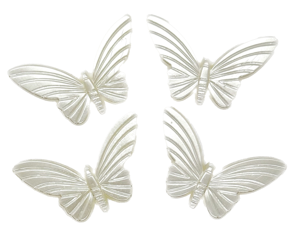 Perla de río plástica mariposa pasante grande 55mm x 10gr.