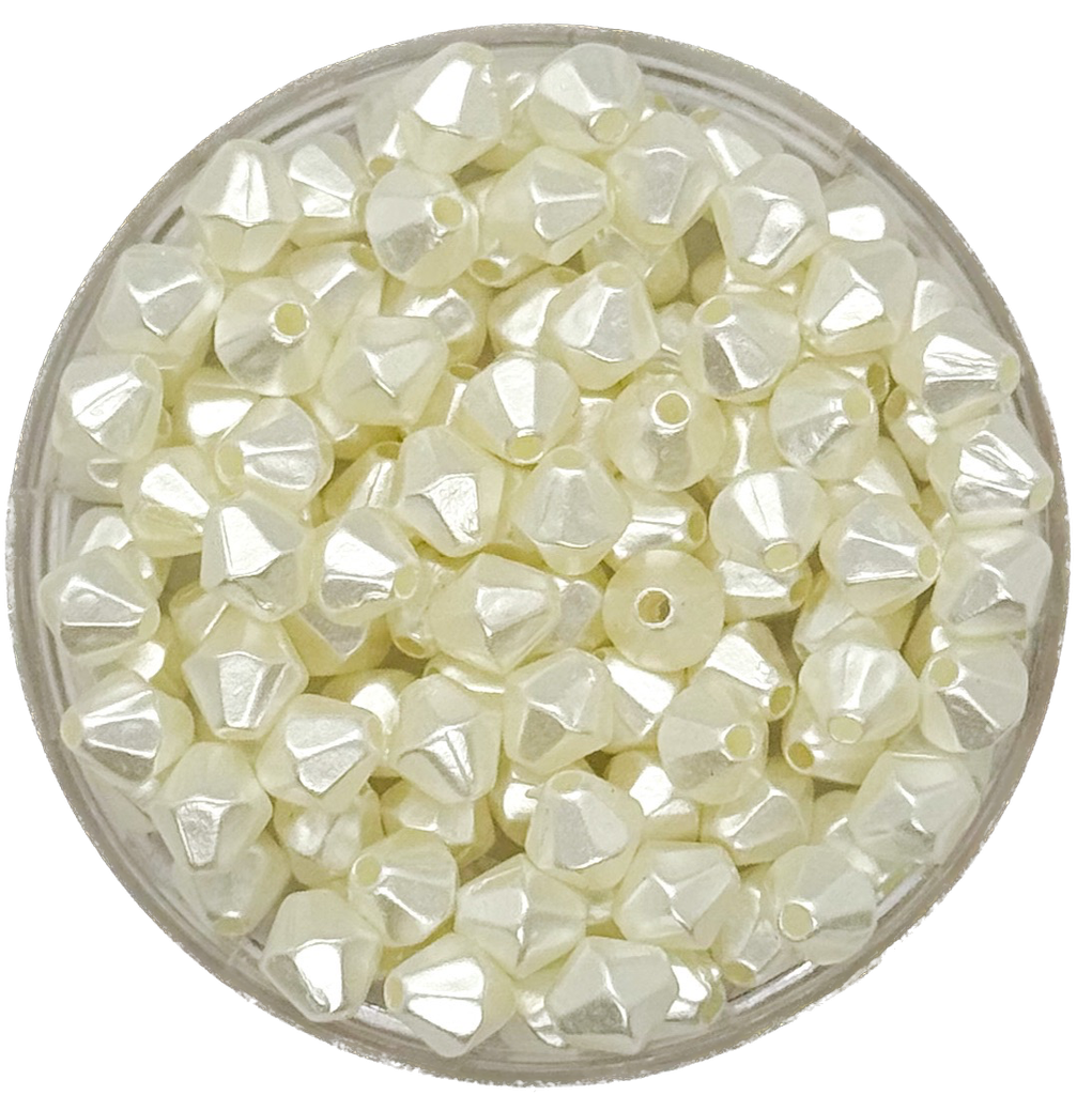 Perla de río plástica rombo facetado 6mm x 10gr.