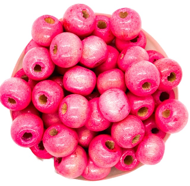 Bolita madera 10mm rosa