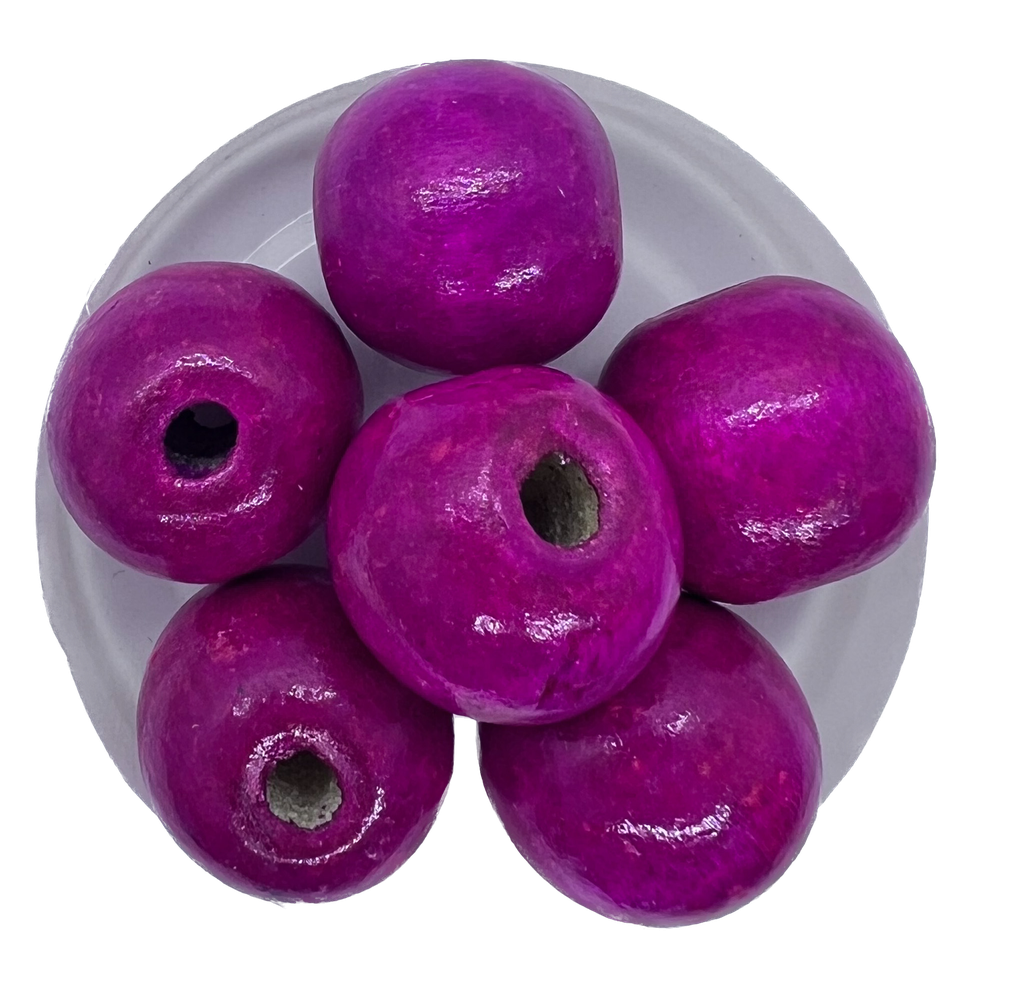 Bolita madera 15mm fucsia oscuro
