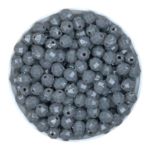 Bolita acrílica facetada gris opaco 6mm x 10g