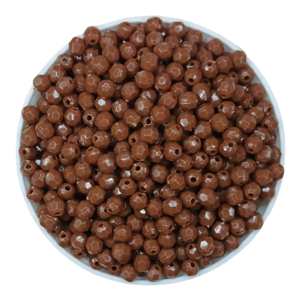 Bolita acrílica facetada marrón opaco 6mm x 10g