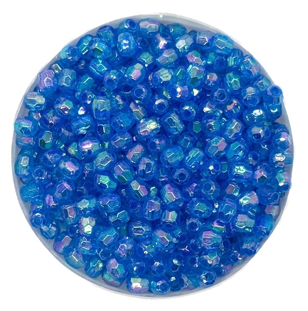 Perla transparente AB hex. celeste 4mm x 10gr.