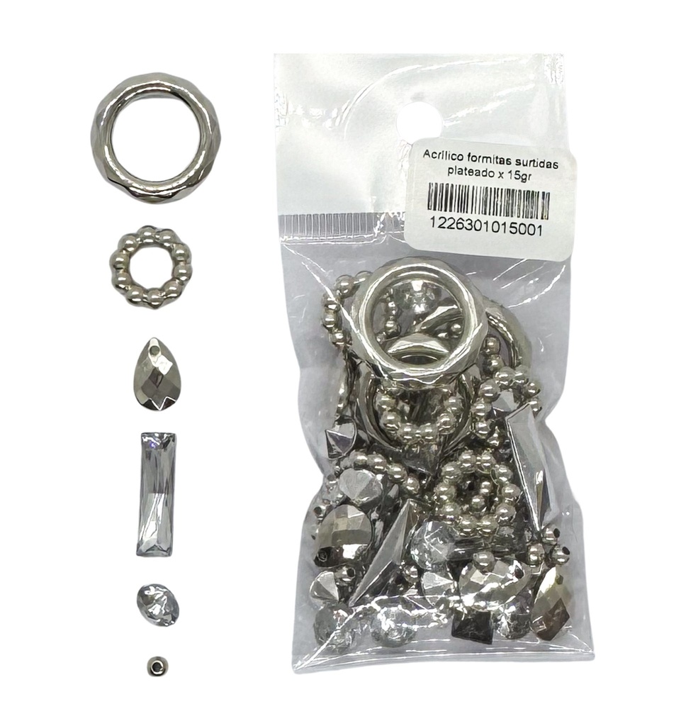 Acrílico mix formitas plateado x 15gr