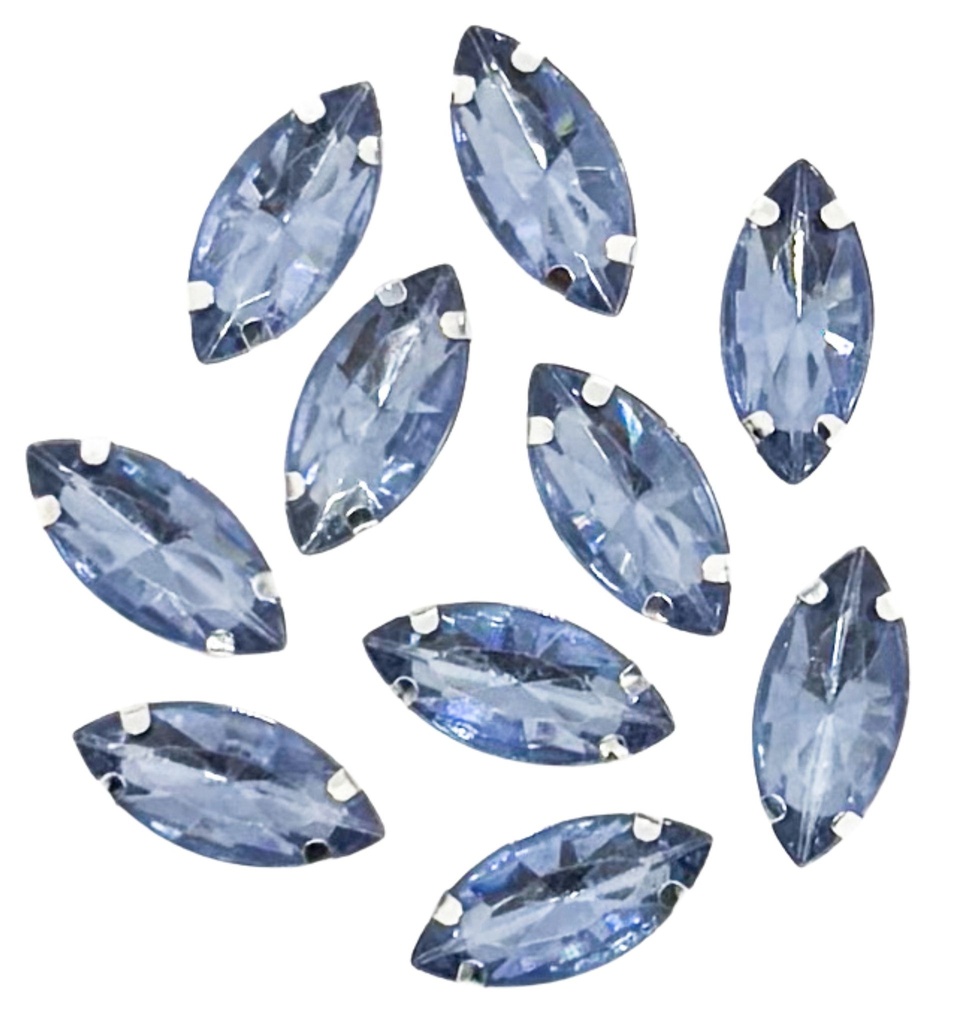 Gema engarzada navette celeste brillo 7x15mm x 10un.
