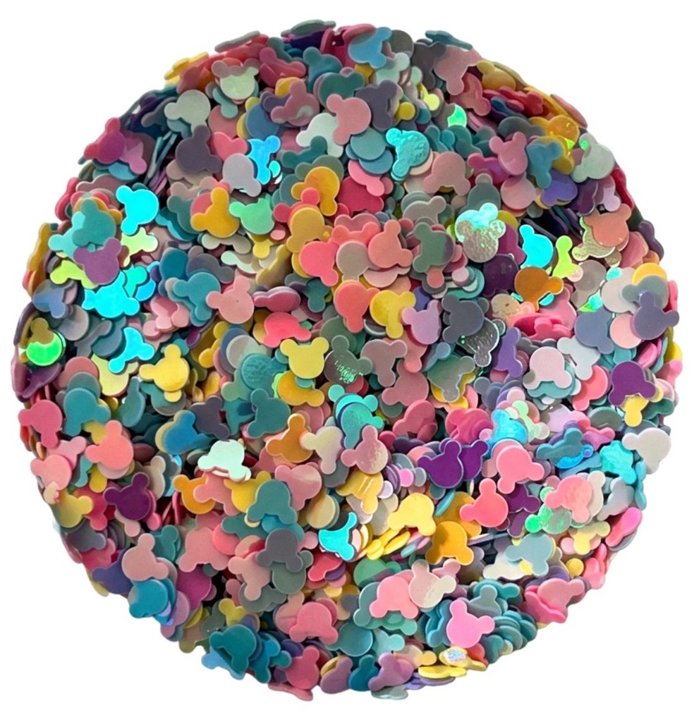 Mini lentejuela Mickey multicolor pastel x 10gr