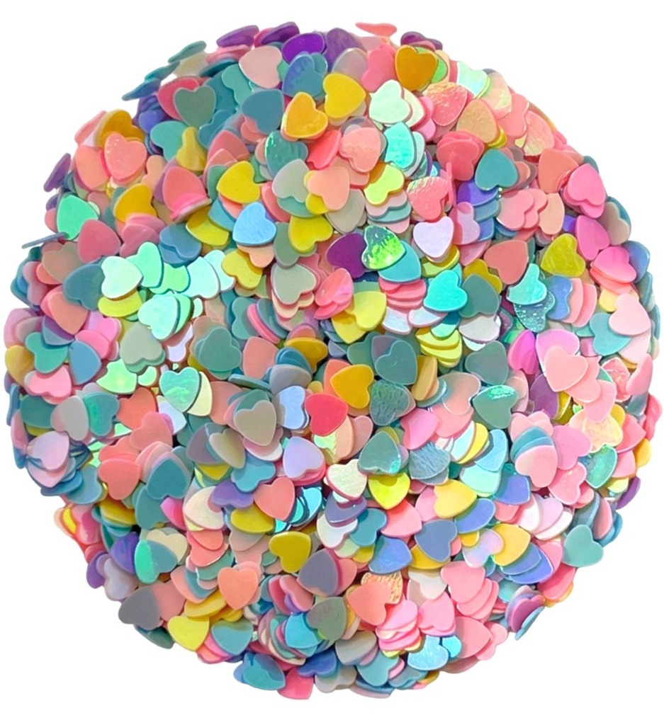 Mini lentejuela corazón chico multicolor pastel x 10gr