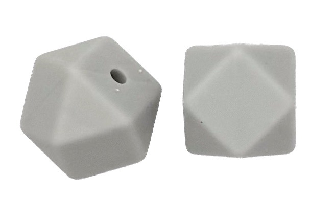 Cuenta octogonal silicona 15x15mm gris x 2 un.