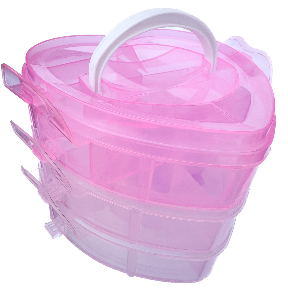 Cajita organizadora triple corazón rosa