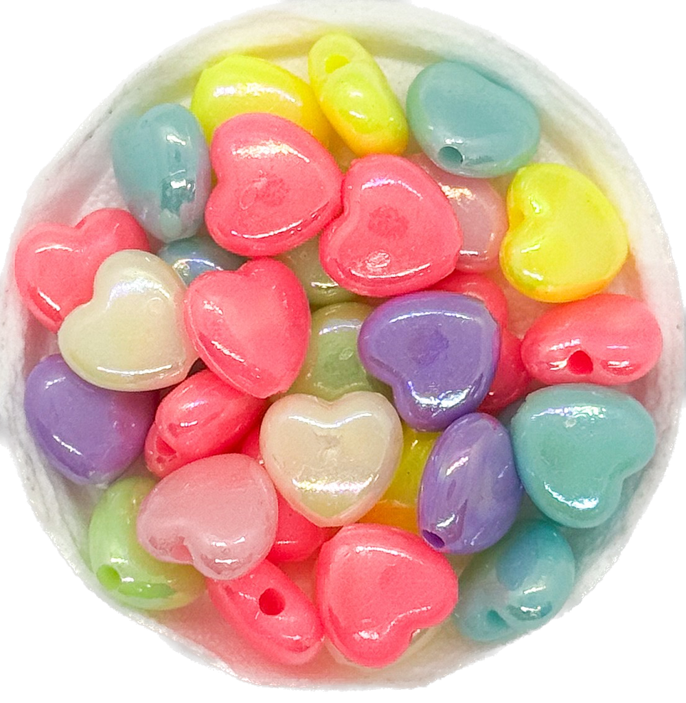 Plástico infantil pastel brillo corazón 10mm x 10 gr