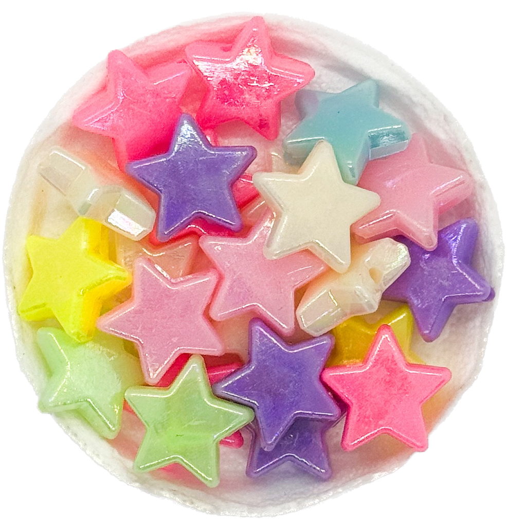 Plástico infantil pastel brillo estrella 13mm x 10 gr
