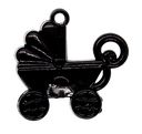Dije acrílico cochecito bebé negro x 2 un.