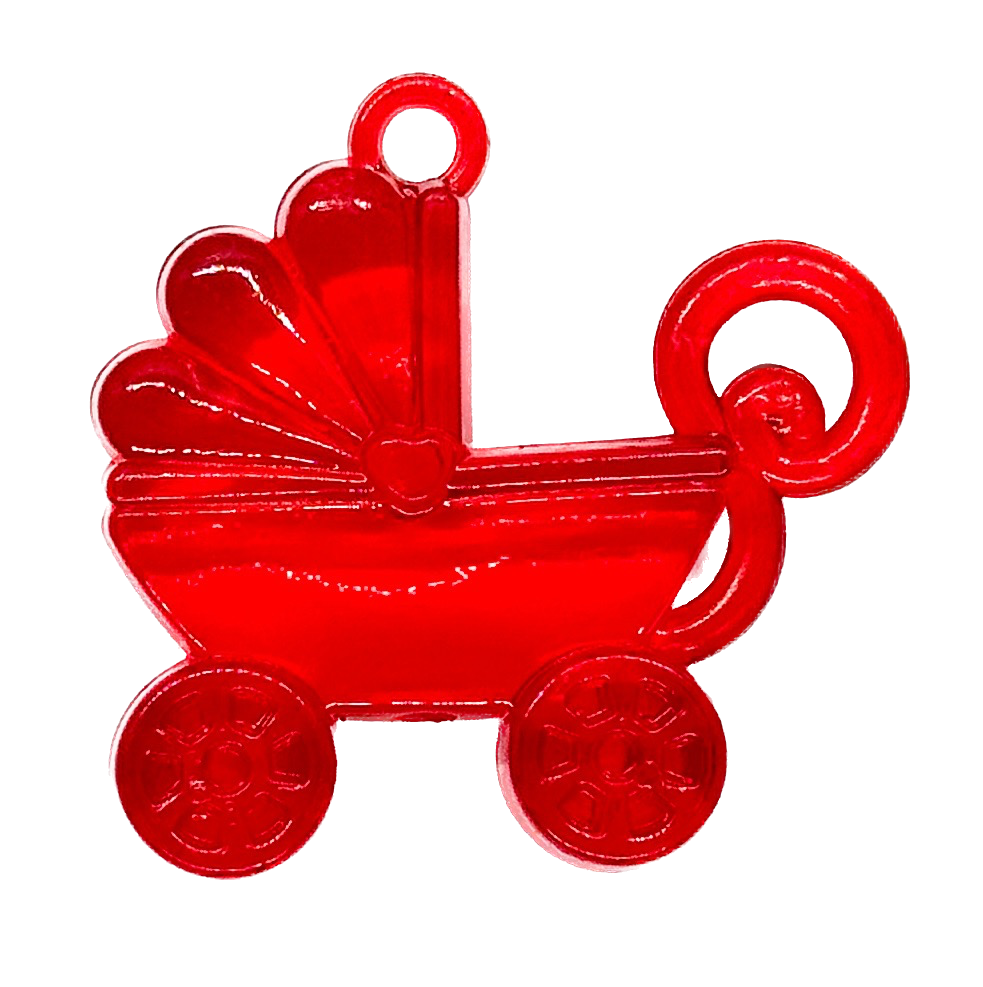 Dije acrílico cochecito bebé rojo x 2 un.