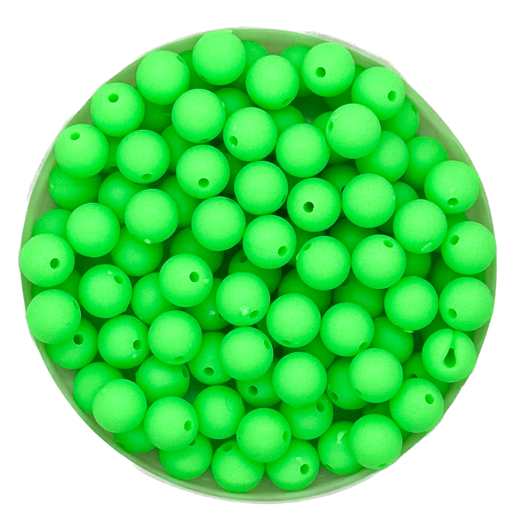 Bolita acrílico engomada verde flúor 6mm x 10g