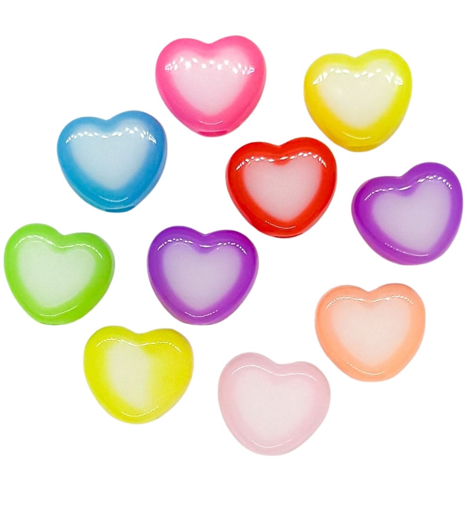 Acrílico translúcido bicolor corazón 13mm x 10 grs