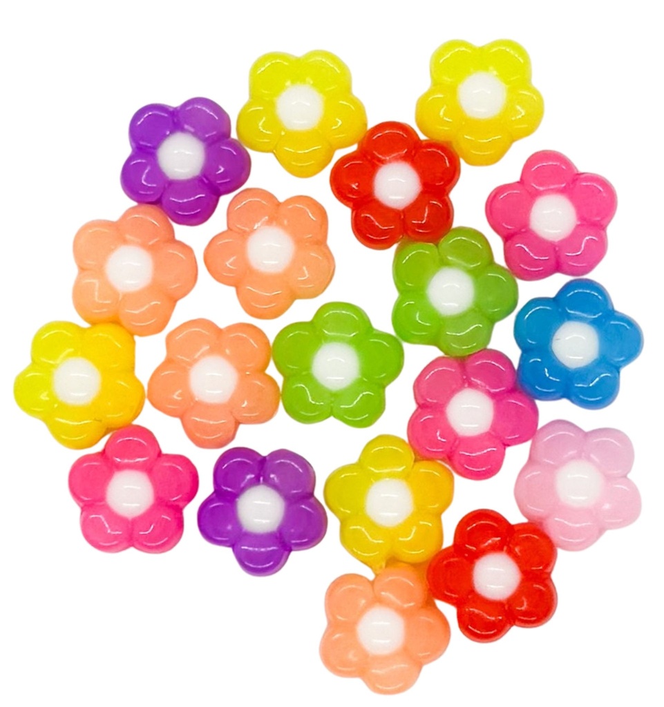 Acrílico translúcido bicolor flor 12mm x 10 grs