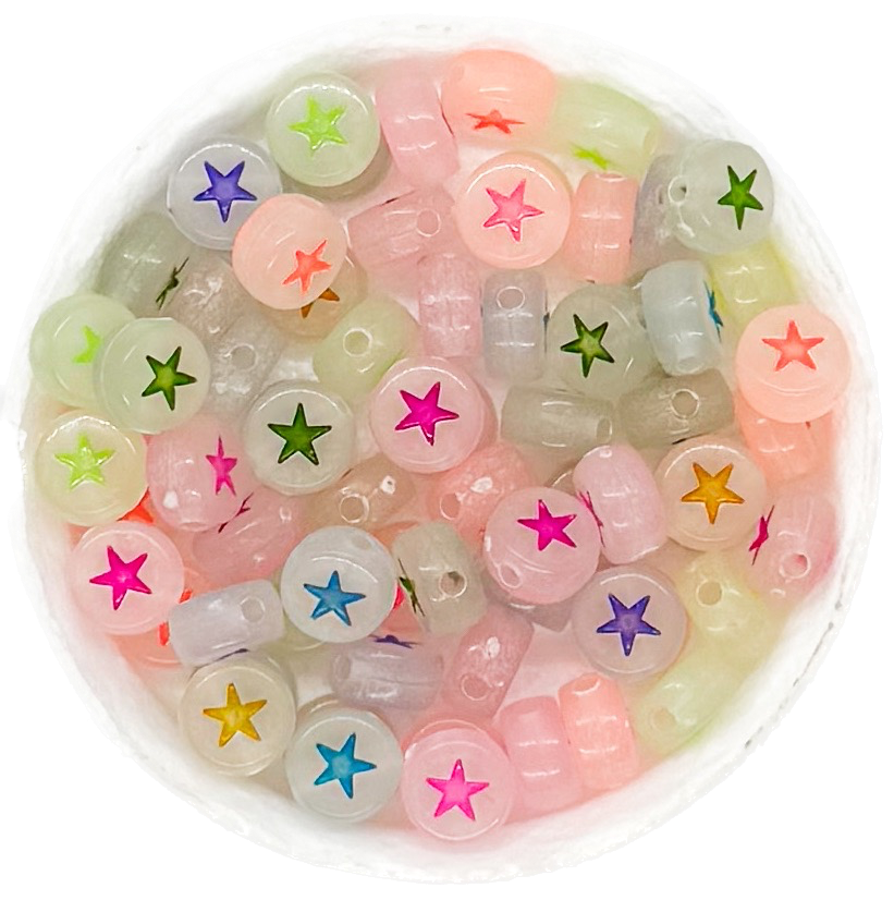 Plástico estrella luminosa plano 7mm x 10 grs