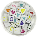 Plástico letras cuadradas planas 8x8mm blancas c/color x 10gr.