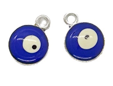 Dije ojo turco esmaltado azúl 10mm x 2 un.