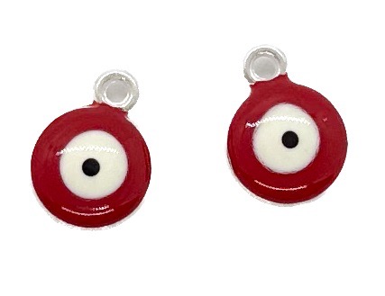 Dije ojo turco esmaltado rojo 10mm x 2 un.