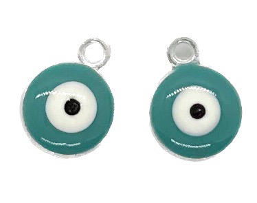 Dije ojo turco esmaltado verde 10mm x 2 un.