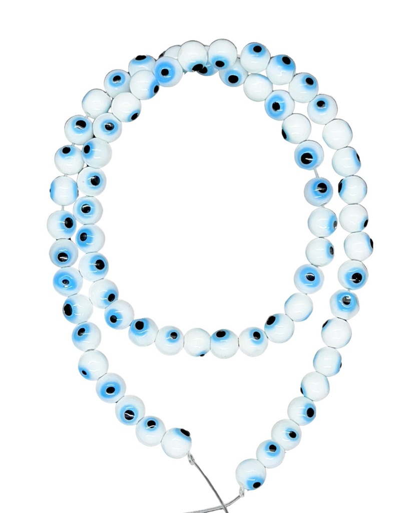 Ojos turcos vidrio bolita 6mm blanco 