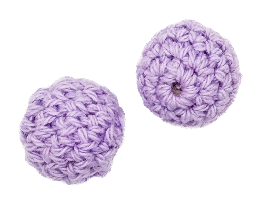 Bolitas 14mm tejidas crochet lila x 2 un  