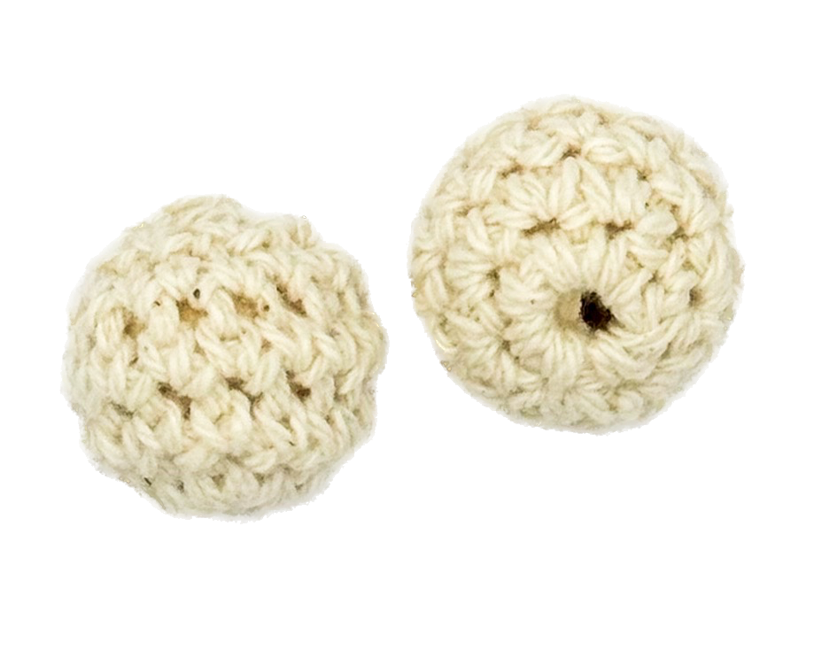 Bolitas 14mm tejidas crochet beige x 2 un  