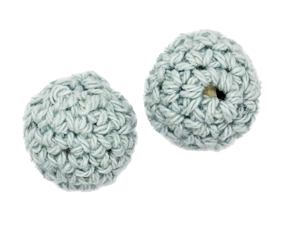 Bolitas 14mm tejidas crochet celeste x 2 un   