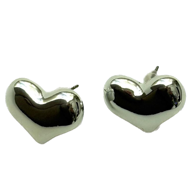 Aro CCB con base de acero corazón plateado x par 