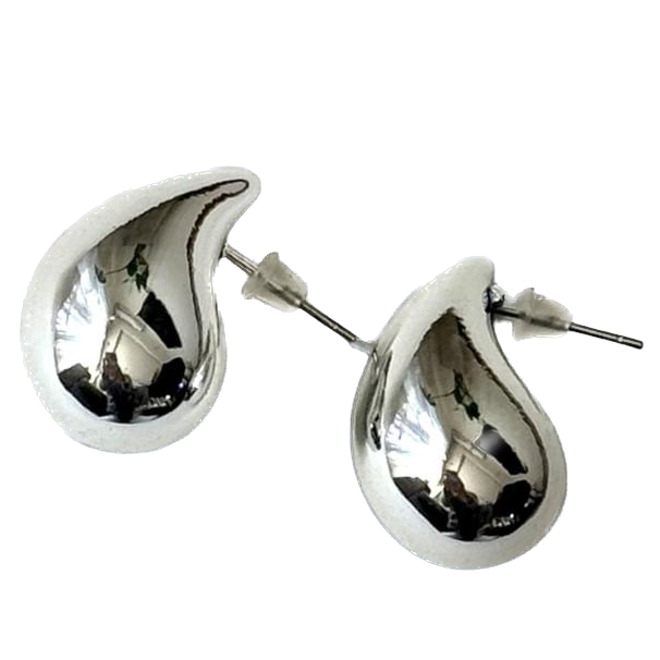 Aro CCB con base de acero liso grande plateado x par  