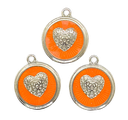 Dije esmaltado niquel medalla corazón naranja x 1un.