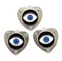 Dije esmaltado niquel corazón ojo turco negro #1  x 1un.  