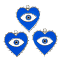 Dije esmaltado niquel corazón ojo turco azúl #2 x 1un.  