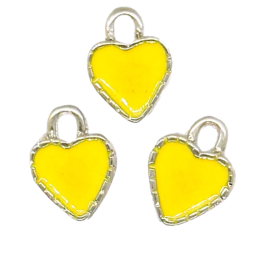 Dije esmaltado niquel corazón amarillo x 1un.   