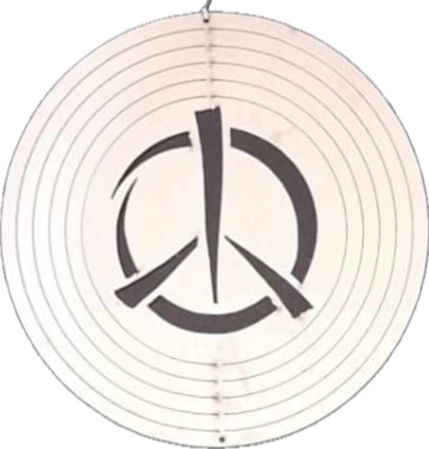 Mandala viento acero inoxidable signo paz 22cm  