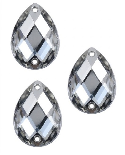 Gema acrílica gota 13x18mm plateada x 25 un. 