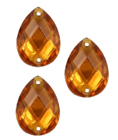 Gema acrílica gota 13x18mm dorado x 25 un.